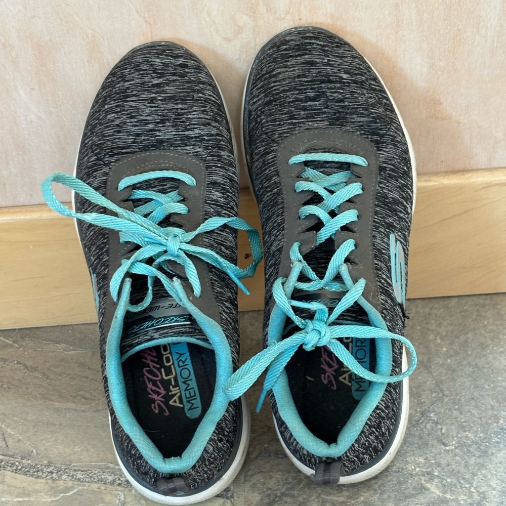 Skechers Women's Charcoal and Aqua Sneakers